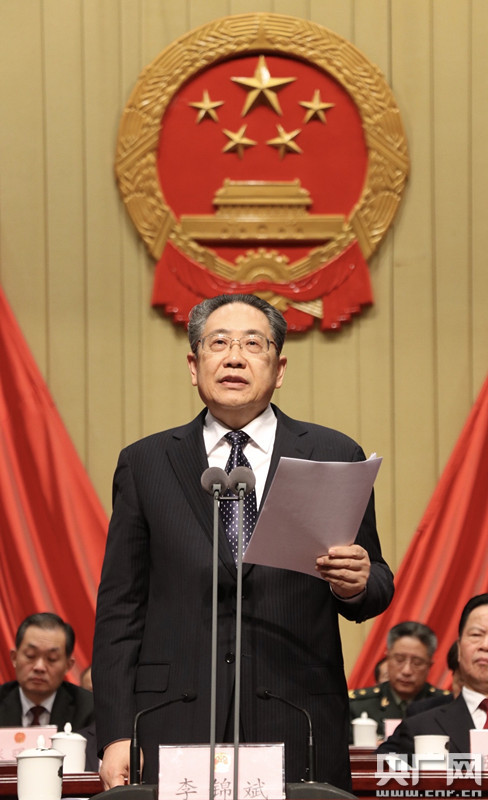 安徽省委书记,省人大常委会主任李锦斌发表讲话(央广网记者 徐鹏 摄)