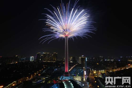 花开天府熊猫塔 最酷电子烟花秀闪耀成都元宵