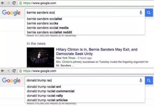 媒体：谷歌被指操纵搜索算法支持希拉里