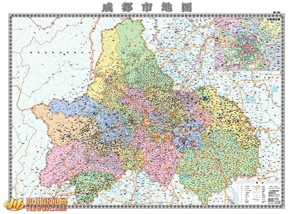 新版《成都市地图》面世 简阳变成都面积最大行政区图片
