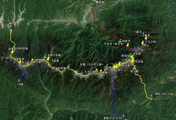 太白山"鳌太"穿越路线图 图片来自网络