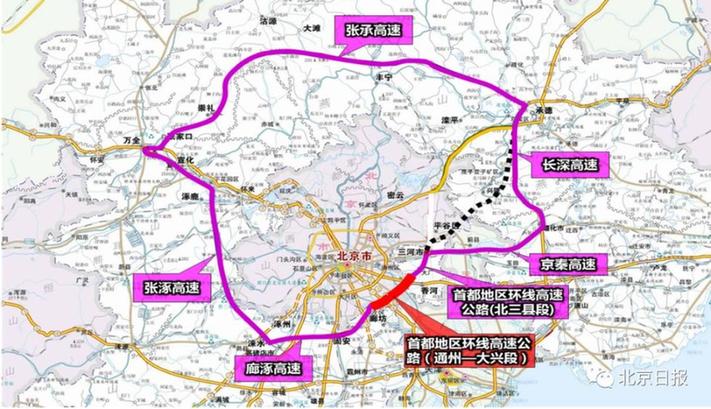在中国国家高速公路网中,首都地区环线高速公路编号为g95,途经河北图片