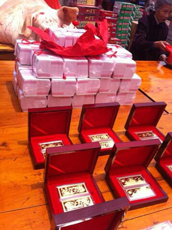 浙江土豪娶妻聘礼288万现钞_央广网