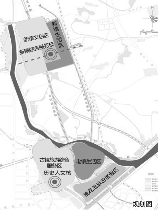 在公共服务设施建设方面,新镇区集中建设镇行政服务功能;保留古镇三河