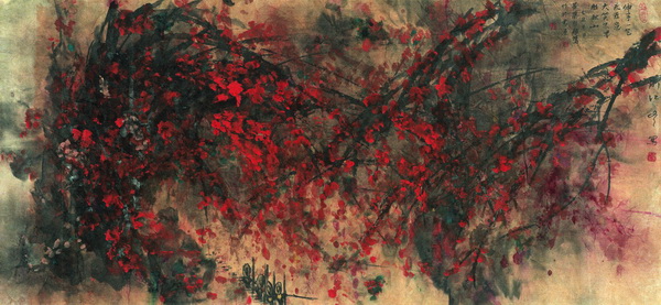 《秋风吹下红雨来》 彩墨纸本 1985年