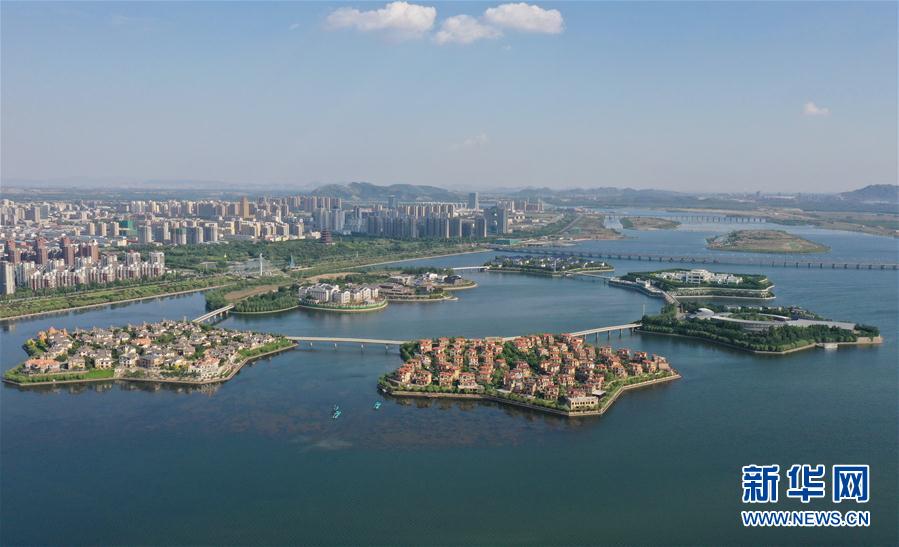 这是5月26日拍摄的迁安市黄台湖水利风景区(无人机照片).