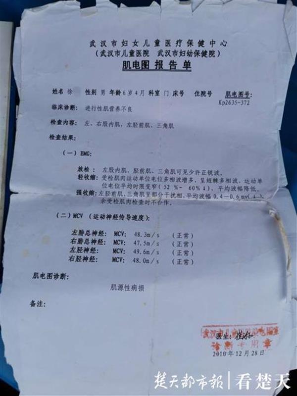 汉汉(化名)的诊断报告