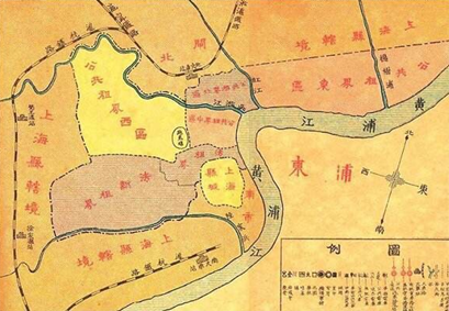 图片说明:上海租界时期地图;图片来源:网络