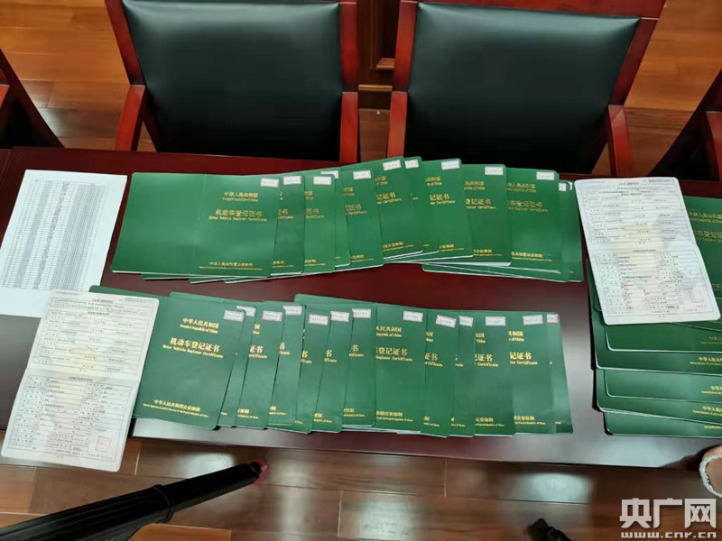该团伙伪造公章办理取消汽车抵押登记等文件(央广网发 黄埔公安提供)