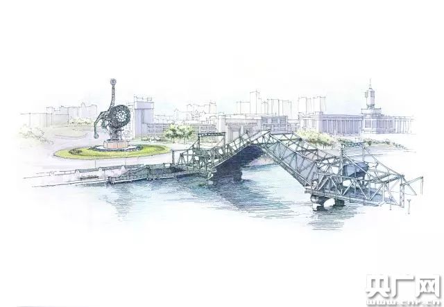 解放大桥简笔画图片